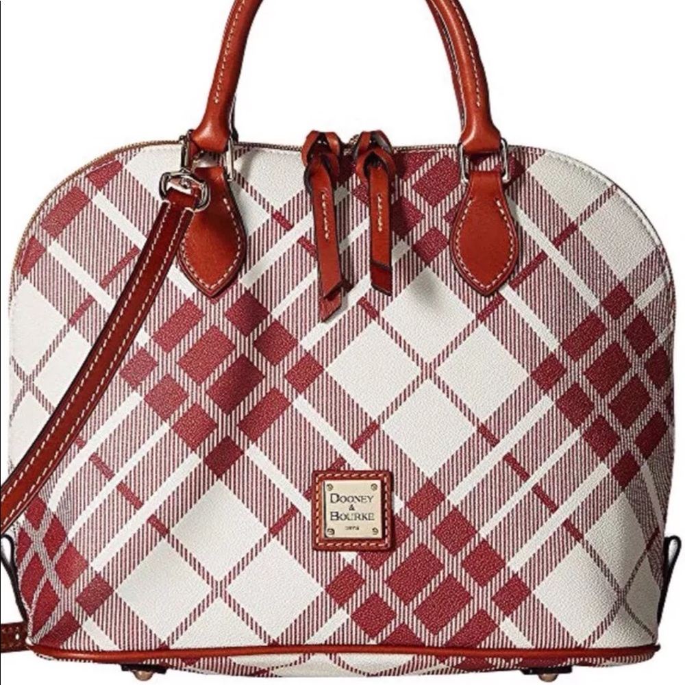Dooney & Bourke Cranberry Plaid Harding Zip Bag